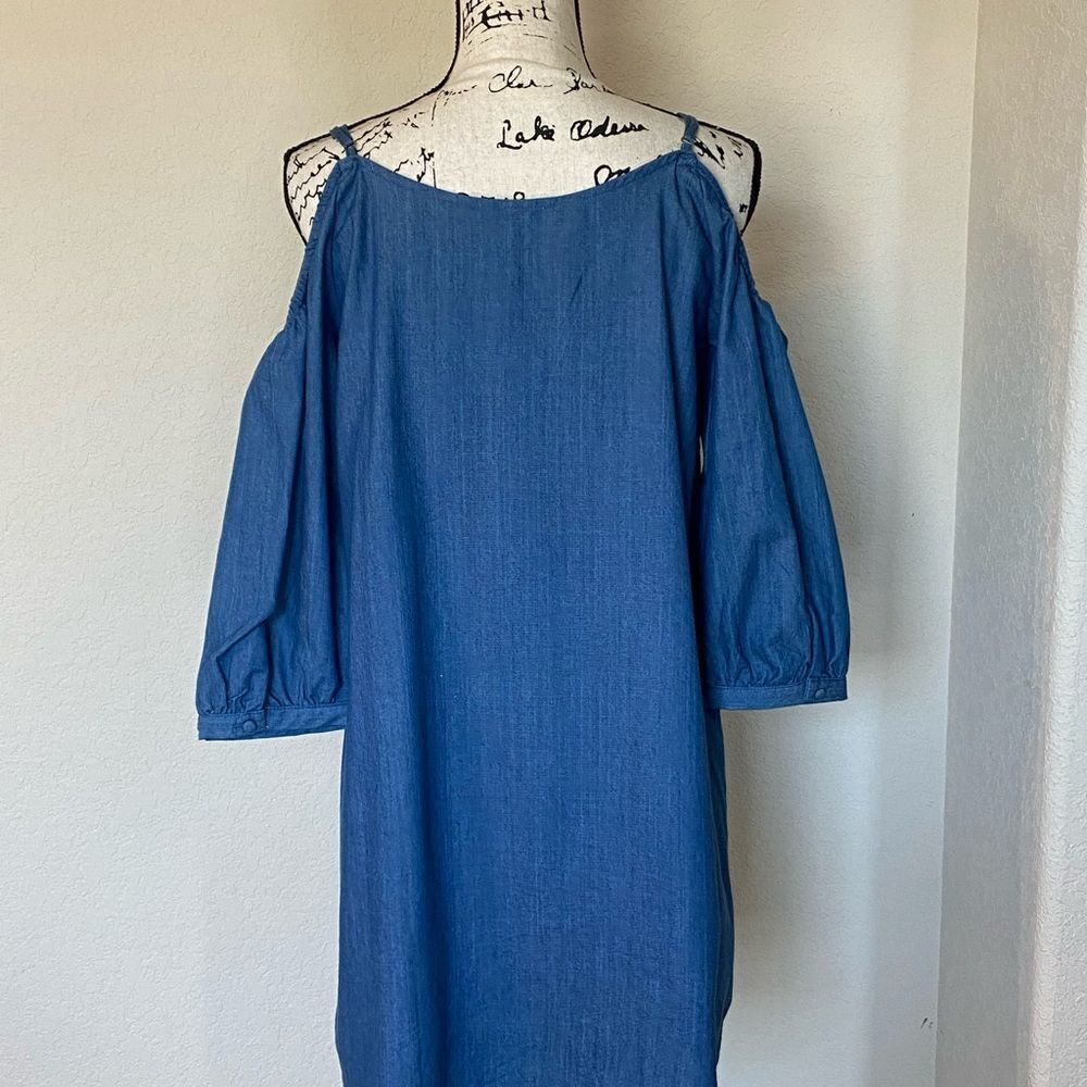 Blu Pepper Denim Cold Shoulder Dress - Picture 7 of 12